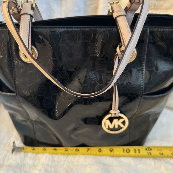 Michael Kors Glossy Black Tote with Gold Accents - Picture 2 of 10